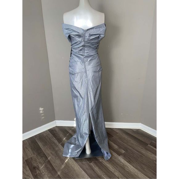 Teri Jon by Rickie Freeman Metallic Column Gown US 14 $700 - Picture 9 of 10